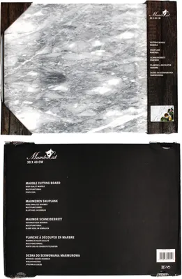 Produktbild von Marmor-Schneidebrett 40 x 30 cm weiß-grau Tisch-Untersetzer Servierplatte Unterlage