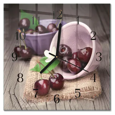 Produktbild von Tulup Glasuhr Wanduhr Küchenuhr Echt-Glas 30x30 cm Modern Dekorativ Geräuschlos Schwarzen Zeigern - Burgunderkirschen