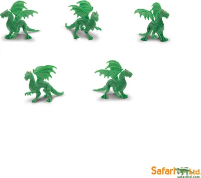 Produktbild von Safari - 348822 - Good Luck Minis - Glücksminis, Walddrachen, grün, ca. 3cm, PVC, 5 Stück