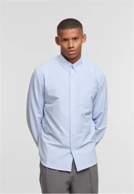 Produktbild von Herrenhemd Urban Classics gestreift, Button-Down, Oxford-Stil, hellblau/weiß - Größe 5XL