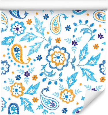 Obrázek produktu pro 10m VLIES TAPETE Roll Květiny Listy Flora Ornamenty Folklór Barevné XXL
