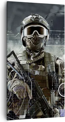 Produktbild von Bild auf Leinwand - Leinwandbild - Soldat Gewehr - 55x100cm - Wand Bild - Wanddeko - Wandbilder - Leinwanddruck - Bilder - Kunstdruck - Wanddekoration - Leinwand bilder - Wandkunst - PA55x100-4071