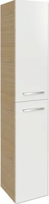 Immagine prodotto di FACKELMANN Armadio alto B.STYLE / Armadietto da bagno con cerniere ammortizzate / Dimensioni (L x A x P): ca. 30 x 162 x 31,6 cm / Armadietto di alta qualità / Apertura a destra / Corpo: marrone chiaro / Frontale: bianco