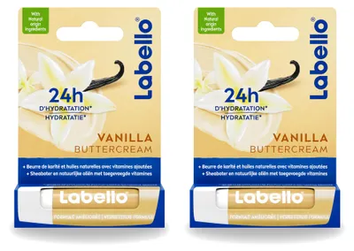 Productafbeelding van 2 x Labello Lippenbalsem Vanille Botercrème - 4,8 g - Voordeelverpakking - 2 stuks