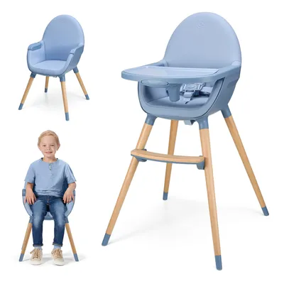 Produktbild von Kinderkraft FINI 2 Hochstuhl 2in1 - Verstellbares Tablett - Sitz - Buchenholzbeine - 5-Punkt-Gurte - Rutschfeste Füße - Nordic Breeze