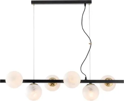 Image de Adrian Suspension En Fer Laqué Noir Et Bronzé 6 Lumières L.101X30 Bl278-6-Nr