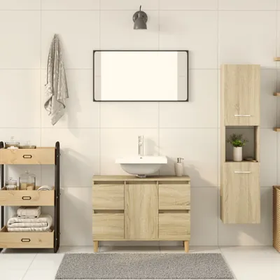 Produktbild von "2026 Aktion"Badkommode Modernes Design - Badezimmerschrank Badmöbel - Sonoma-Eiche 30x30x130 cm Holzwerkstoff DEMöbel 5238197