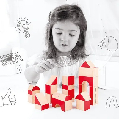 Image de Jouets de construction en bois Hape rouge 30 pièces durable