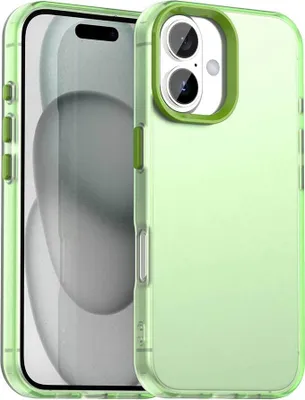 Produktbild von Handyhülle für iPhone 16 Schlank Durchscheinend Matt Stoßfest Schutzhülle Grün