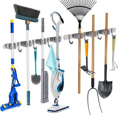 Produktbild von Famanu Halter für Besen - Werkzeughalter - 2 Stück - Silber