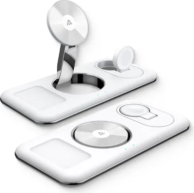 Produktbild von alkaya. 3 in 1 Wireless Ladestation, Ladegerät, Kompatibel mit MagSafe und iPhone, Apple Watch, Samsung, - weiß