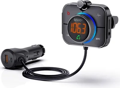 Produktbild von Savio TR-14 Sender FM z Bluetooth i ładowarką PD 87.6 - 107.9 MHz Bluetooth/USB Schwarz