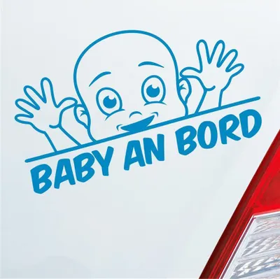 Produktbild von Auto Aufkleber Baby an Bord on Tour Lustig 22x12 cm Hellblau Sticker Heckscheibenaufkleber