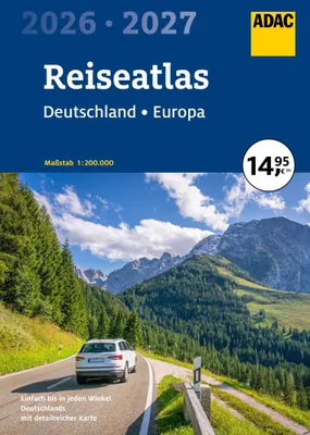 Produktbild von ADAC Reiseatlas 2026/2027 Deutschland 1:200.000, Europa 1:4,5 Mio.