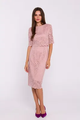 Zdjęcie produktu dla Stylove sukienka midi damska Gihl S379 pudrowy róż XXL