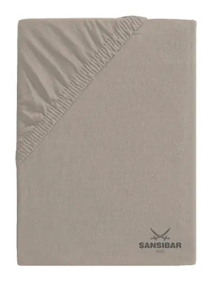 Produktbild von Sansibar Premium Topper-Spannbetttuch, Topperbezug, hochwertiges Rundumgummi, Matratzenbezug bis zu 15 cm Steghöhe, 90/100 cm x 200 cm in Taupe