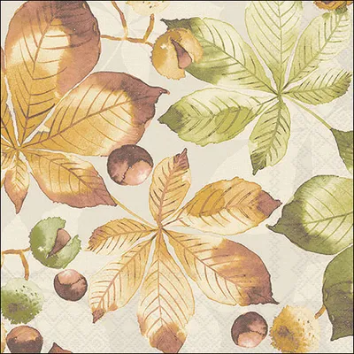 Produktbild von 20 Servietten Castanea - Herbstblätter softfarben 33x33cm