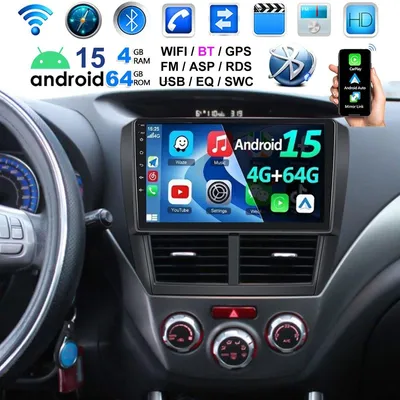 Produktbild von Autoradio für Subaru Forester 2008-2012 9 Zoll Touchscreen Android 15 GPS Navi WLAN Carplay Android Auto 2 DIN 4 GB RAM 64 GB Speicher 4x45 Watt Bluetooth