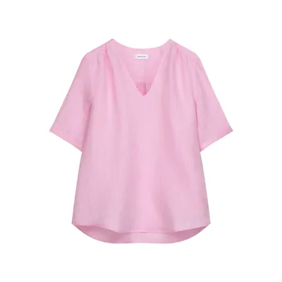 Produktbild von Damen Shirtbluse Regular fit 1/2 ohne Kragen 100% Leinen/Flachs