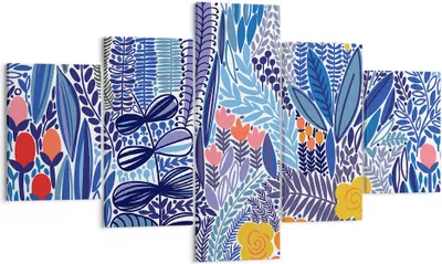Produktbild von Bild auf Leinwand - Leinwandbild - Blumen Blätter Illustration Tropen - 125x70cm - Wand Bild - Wanddeko - Leinwanddruck - Bilder - Kunstdruck - Leinwand bilder - Wandkunst - EA125x70-2944
