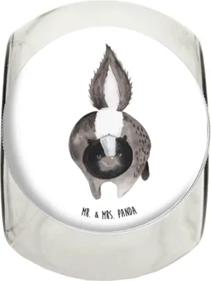 Produktbild von Mr. & Mrs. Panda keksglas Stinktier Angriff L 870ml - Weiß - Geschenk, Wildtier, Vorratsglas, Lebensmittelbehälter, Teedose, Raubtier, Drohung, Kaffeedose, wütend, Skunk