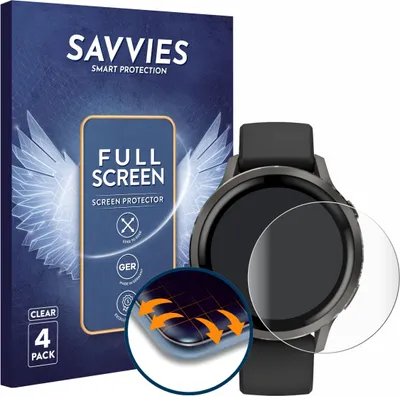 Produktbild von 4x Savvies Fullscreen Schutzfolie für Garmin Venu 4 (41 mm) Displayschutz Folie Fullcover Klar Transparent
