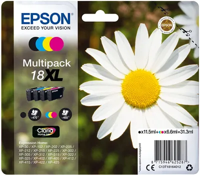 Obrázek produktu pro Epson Daisy Řada inkoustů Claria Home, Vysoká (XL) výtěžnost, Černá, Azurová, Purpurová, Žlutá, 1 kusů, Balení více kusů