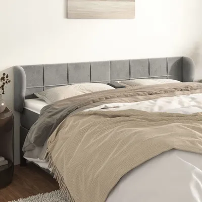 Produktbild von Kopfteil mit Ohren Hellgrau 163x23x78/88 cm Samt