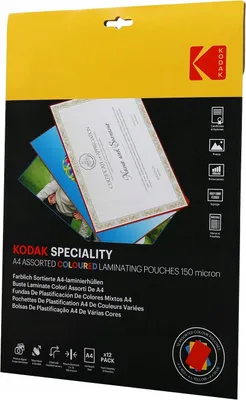 Produktbild von Kodak CAT 3650-709 Laminierfolie A4, 12 Stück, 3 Farben