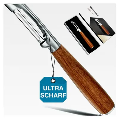 Produktbild von Sparschäler aus 304 Edelstahl mit Holzgriff, Multifunktions-Küchen Schäler für Obst und Gemüse