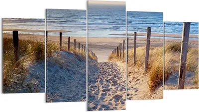 Produktbild von Bild auf Leinwand - Leinwandbild - Meer Strand Düne - 160x85cm - Wand Bild - Wanddeko - Wandbilder - Leinwanddruck - Bilder - Kunstdruck - Wanddekoration - Leinwand bilder - Wandkunst - EA160x85-3612