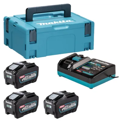 Produktbild von Makita Power Source Kit 3x BL 4050 F Akku 40 V max. 5,0 Ah XGT + DC 40 RA Ladegerät + Makpac