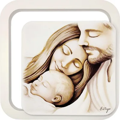 Image de Peinture de la Sainte Famille sur bois | Taille : 11x11 cm | Numéro d'article : ES062090