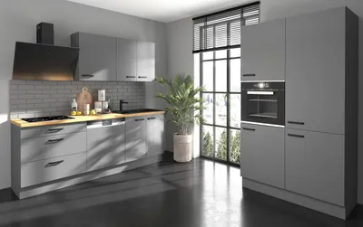Produktbild von Küche NESSA 220 + 120 cm Anthrazit Grau Küchenzeile Küchenblock Einbauküche