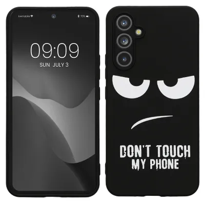 Produktbild von kwmobile Hülle kompatibel mit Samsung Galaxy A54 5G - Handyhülle Silikon Case - Don't touch my Phone Weiß Schwarz