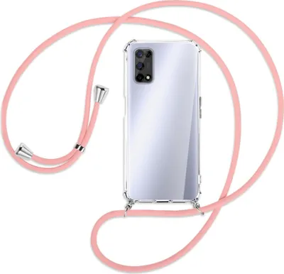 Produktbild von Handykette Backcover-Schutzhülle mit Band (Metall silberfarben) für Realme 7 5G / V5 5G - rosa