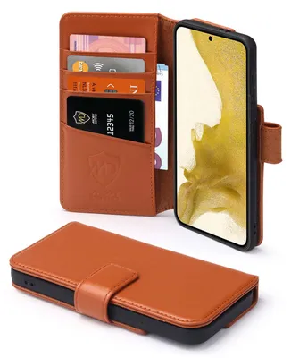 Productafbeelding van MobyDefend Hoesje - Geschikt voor Samsung Galaxy S22  - Luxe Leren  Wallet Bookcase - Lichtbruin