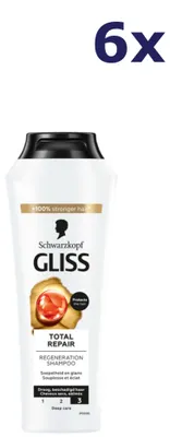 Produktbild von 6 x Gliss-Kur Shampoo – Total Repair, 250 ml