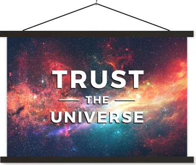 Produktbild von MuchoWow® Textilposter Vertraue dem Universum" - Zitate - Sprichwörter - Jungen - Mädchen - Kinder - Kind 150x100 cm mit schwarzem Rahmen - Schlafzimmer