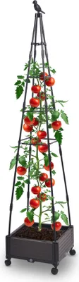Produktbild von Pflanzkasten mit Rankhilfe gespitzt 41x41x200 cm Blumenkasten auf Rädern Blumentopf für Garten