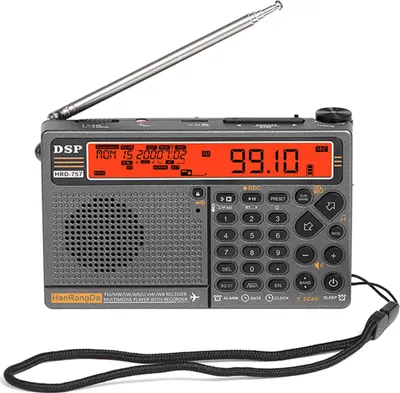 Obrázek produktu pro HanRongDa HRD-757 Více pásmové rádio FM AM MW SW V.UHF AIR WB Přenosné rádio Ovládání přes aplikaci BT TF Přehrávač hudby SOS Alarm Svítilna Budík