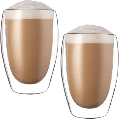 Productafbeelding van Dubbelwandige Latte Macchiato Glazen - Set van 2 - 450 ml - Isolerende Koffieglazen - Vaatwasserbestendig