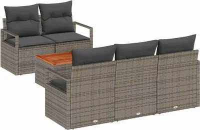 Immagine prodotto di vidaXL Set di divani da giardino con contenitore 6 pezzi in polirattan grigio