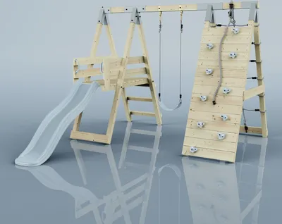 Produktbild von OutdoorToys Klettergerüst Pinguin aus Holz in Blau Eisblau