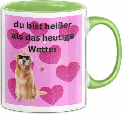 Produktbild von Meme Tasse Geschenk Lustiger Becher Hund Du Bist Heißer Als Das Heutige Wetter (Grün)