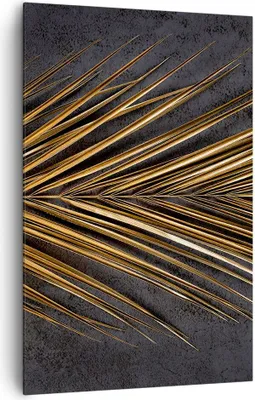 Produktbild von Bild auf Leinwand - Leinwandbild - Einteilig - Blatt golden schwarz - 80x120cm - Wand Bild - Wanddeko - Wandbilder - Leinwanddruck - Wanddekoration - Leinwand bilder - Wandbild - PA80x120-5091