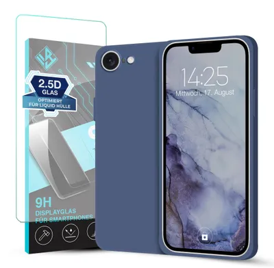 Produktbild von Hülle für Apple iPhone 17e mit 9H Displayglas Displayschutz Case Cover Bumper Smartphone Softgrip Schutzhülle Farbe: Lavendelblau