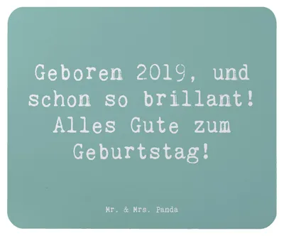 Produktbild von Mr. & Mrs. Panda Mauspad Spruch 2019 Geburtstag - Meeresbrise - Geschenk, Geburtstagsgeschenk, pc mousepad, Geburtstagsdeko, Geburtsjahr, laptop, Alles Gute zum, Geboren