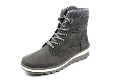 A single gray boot is shown against a white background.