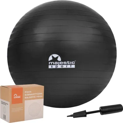 Produktbild von Majestic Sport Gymnastikball Anti-Burst Pilates Ball Gymnastikball sitzball büro, für Balance, Yoga als Fitness Kleingeräte und Balance, 65 cm Schwarz